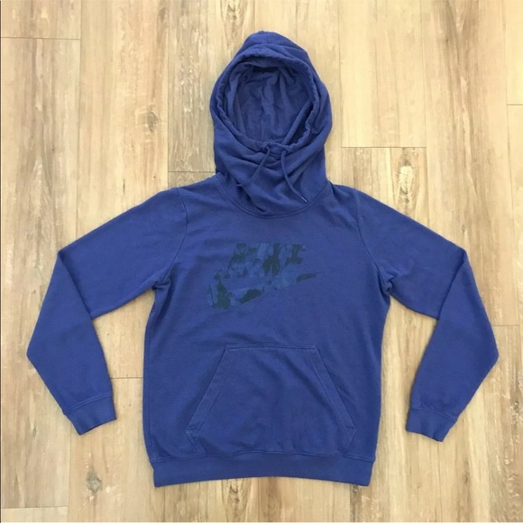 Nike Sweaters - Nike Funnel Neck Hoodie Floral Spellout Purple